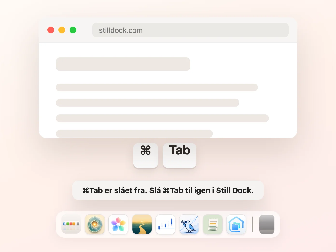 Still Dock slår Kommando-Tab fra
