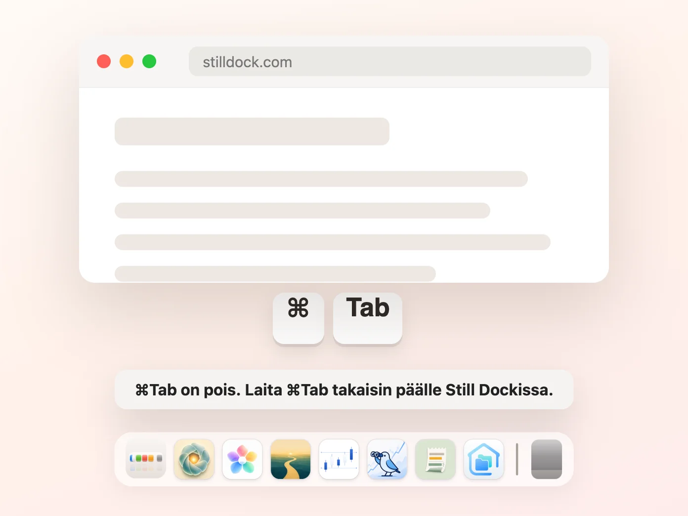 Still Dock kytkee Komento-sarkaimen pois päältä