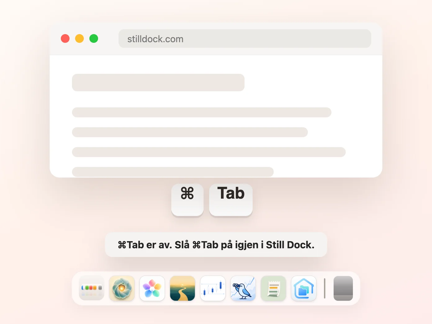 Still Dock slår av Kommando-Tab