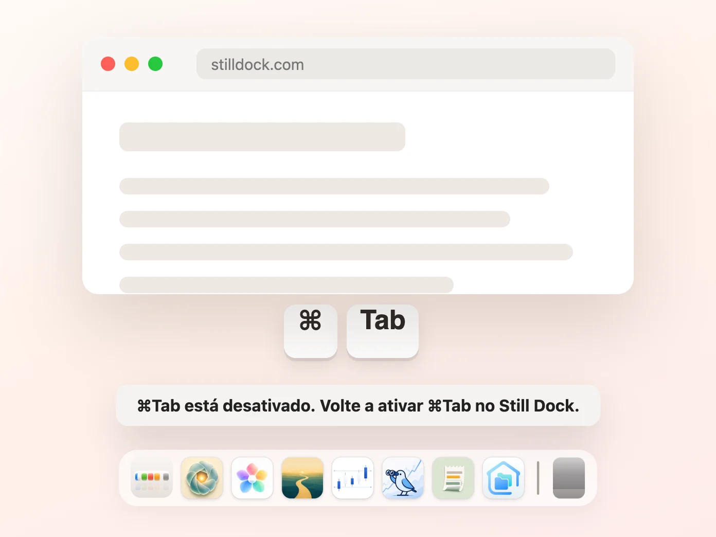 O Still Dock a desativar o Command-Tab