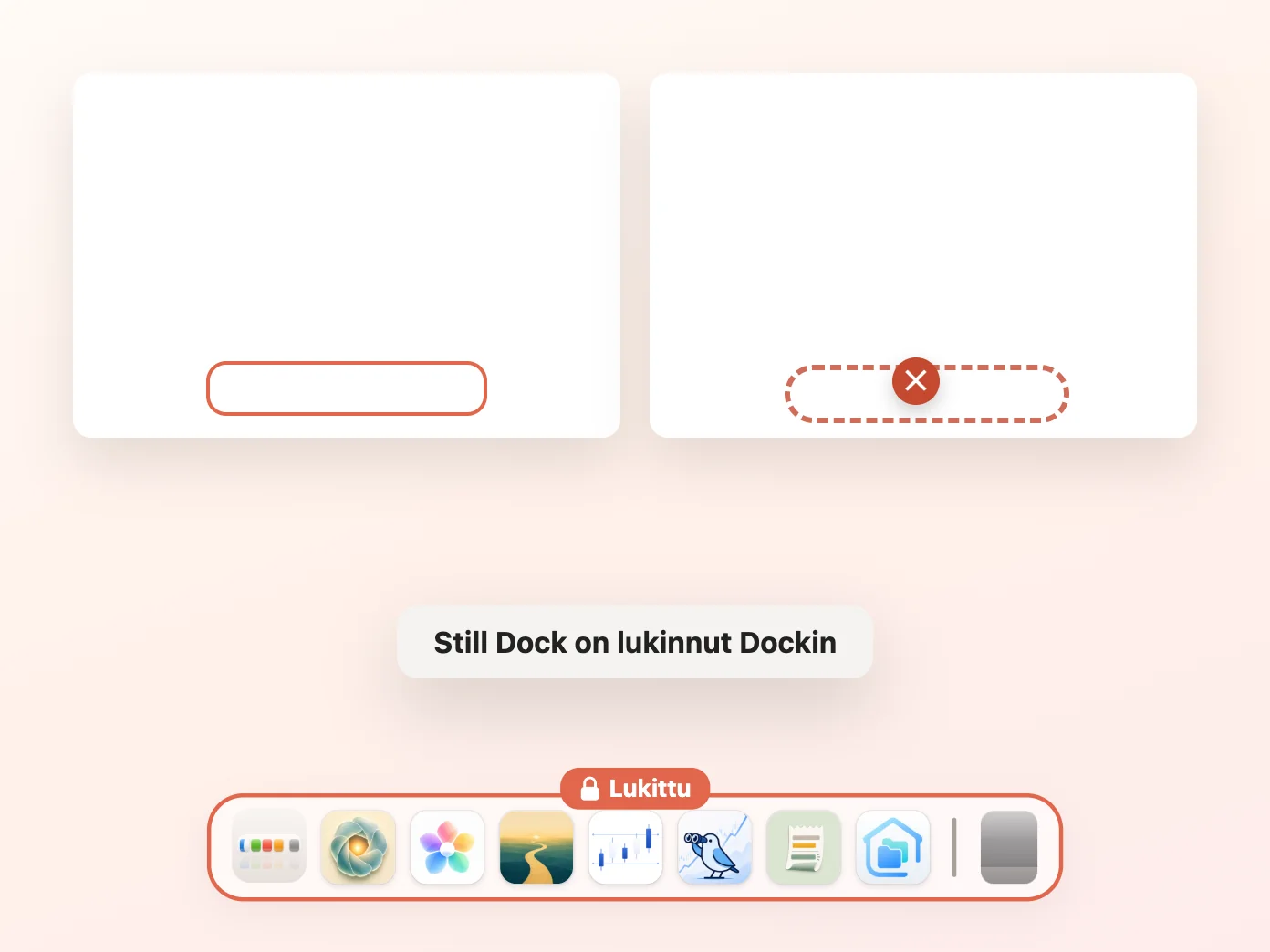 Still Dockin ikkuna, jossa Pidä Dock yhdellä näytöllä on päällä