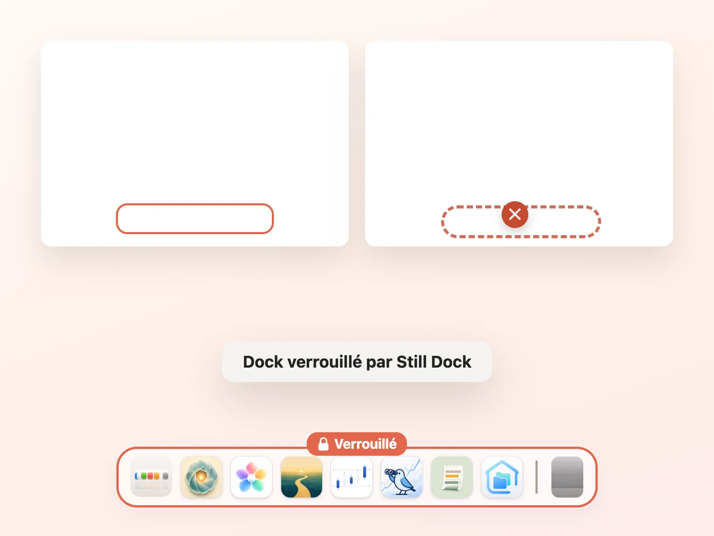 La fenêtre de Still Dock avec Garder le Dock sur un seul moniteur activé