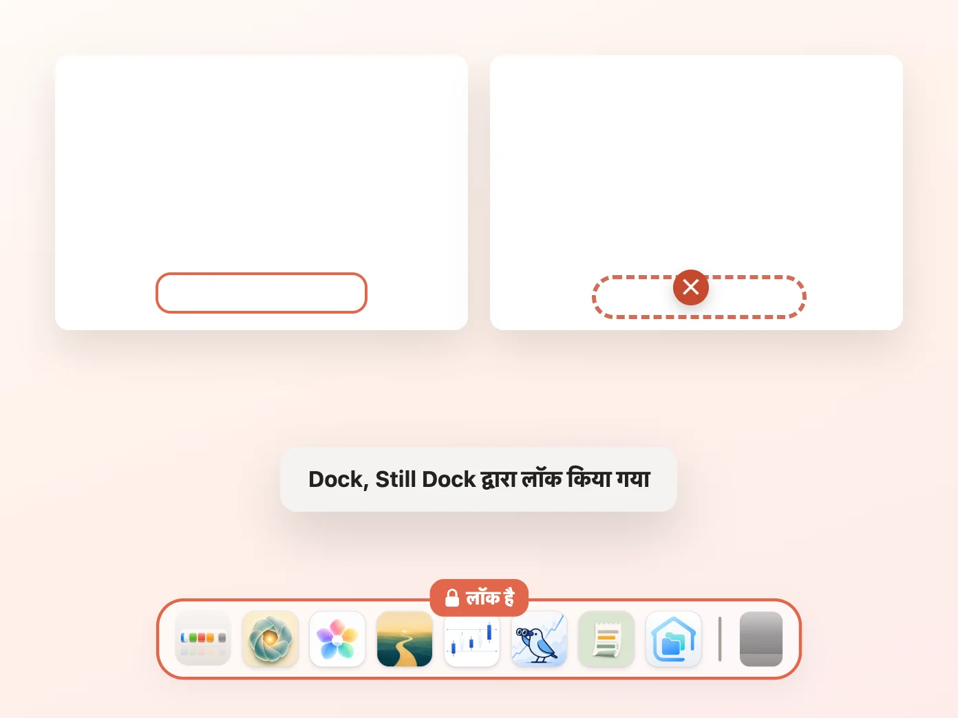 Still Dock की विंडो, जिसमें Keep the Dock on a single monitor चालू है