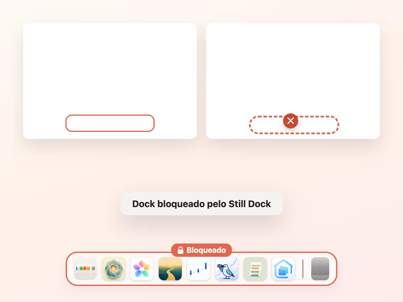 Janela do Still Dock com Manter o Dock em um só monitor ativado