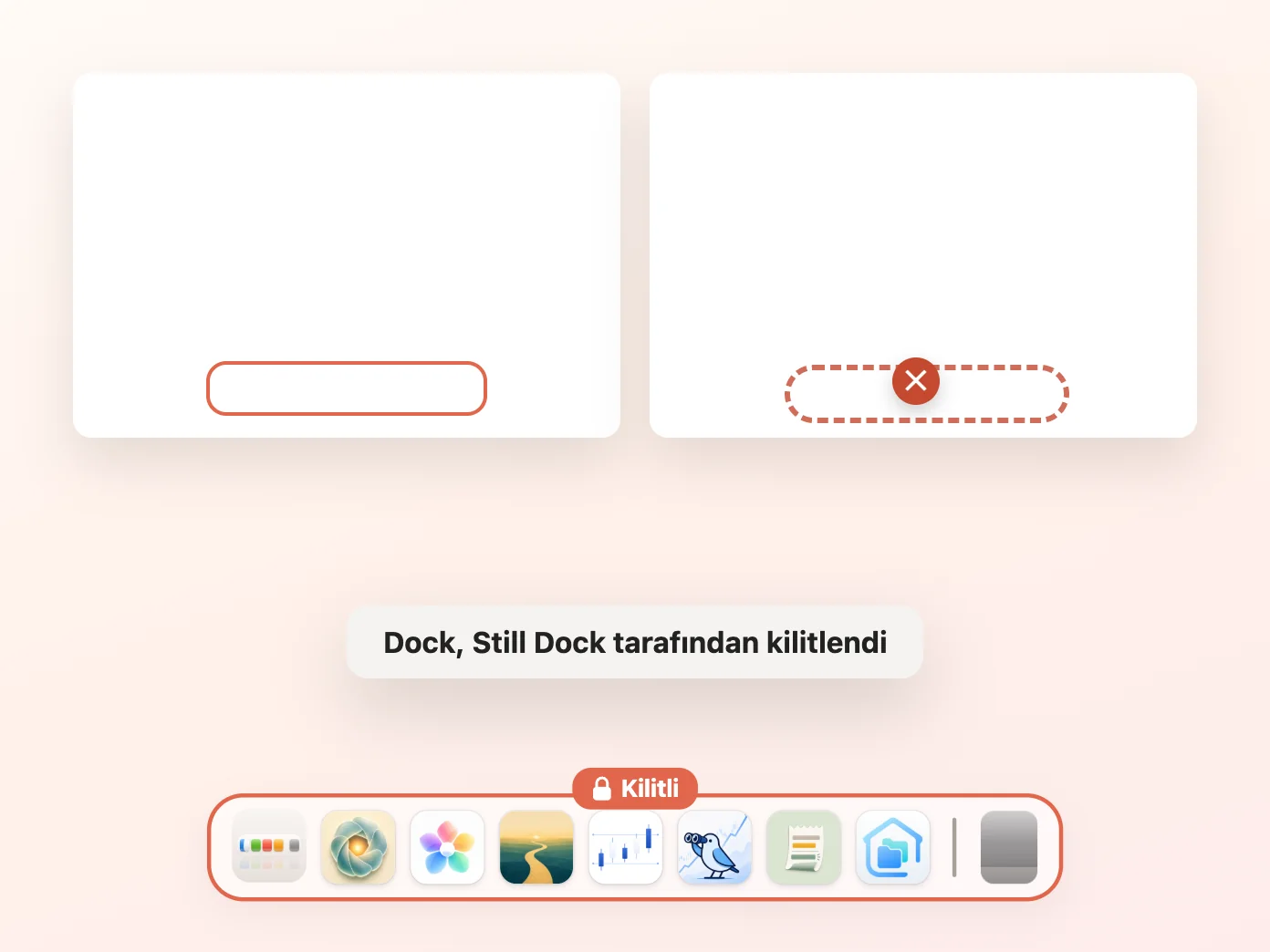 Dock'u tek monitörde tut açık Still Dock penceresi