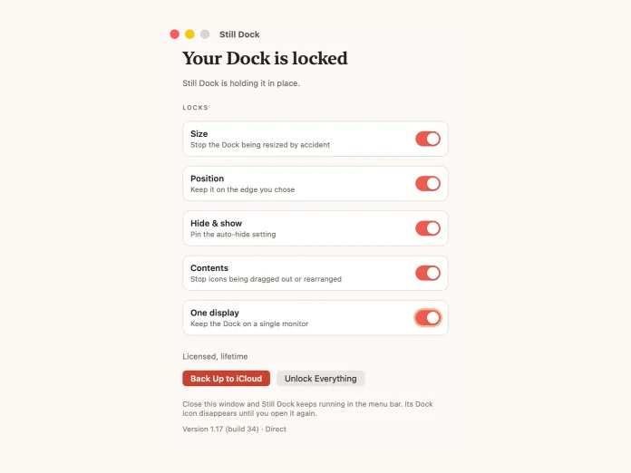 Still Dock's window with Keep the Dock on a single monitor switched on