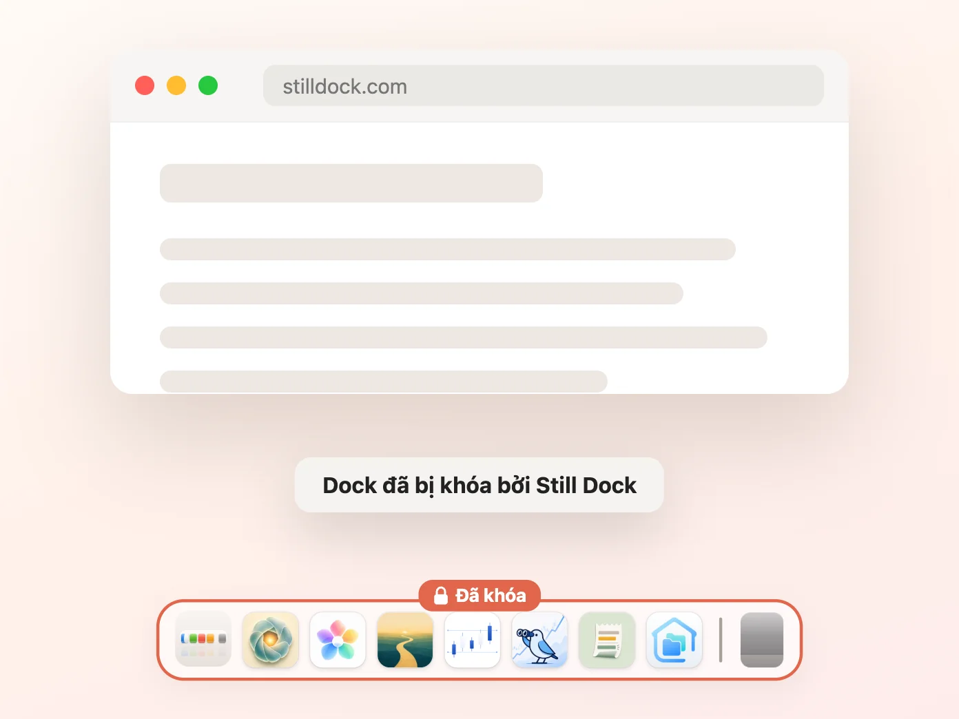 Cửa sổ Still Dock với khóa Ẩn và hiện bật và ba khóa còn lại tắt