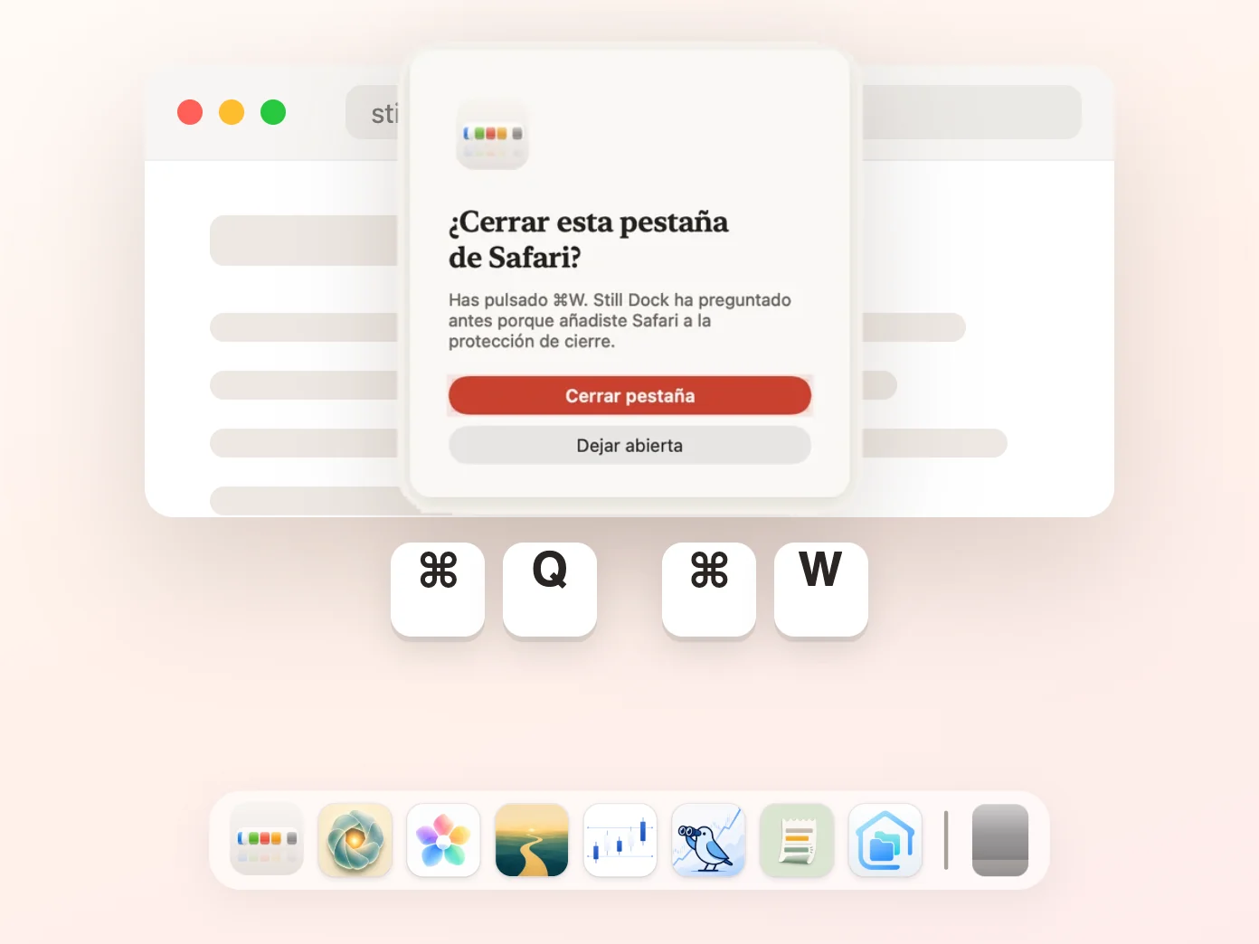 Still Dock preguntando antes de que Cmd W cierre una pestaña