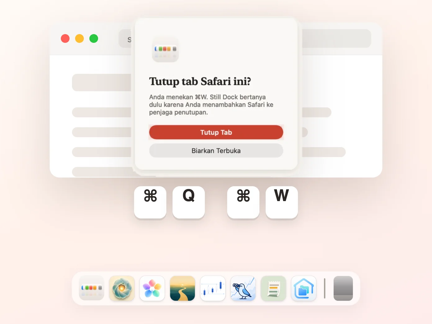 Still Dock bertanya sebelum Command-W menutup tab