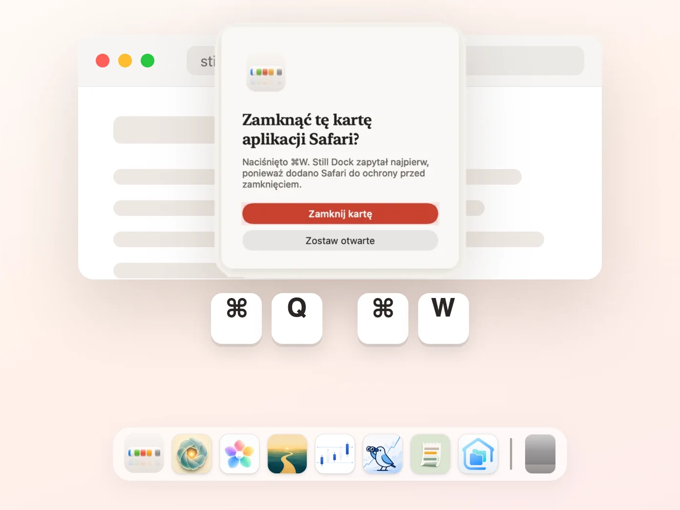 Still Dock pytający, zanim Command-W zamknie kartę
