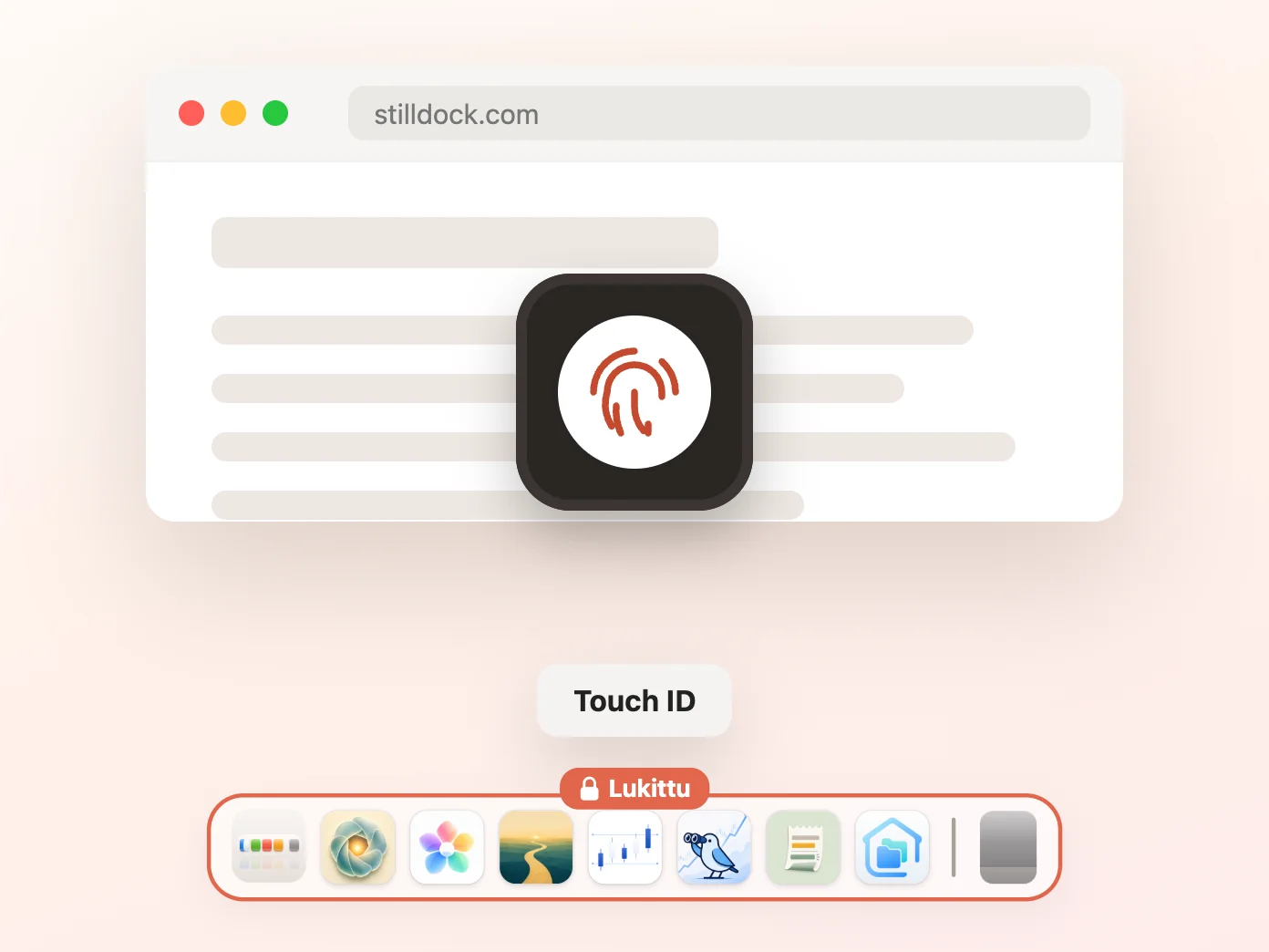 Still Dock pyytää Touch ID:tä ennen lukituksen avaamista