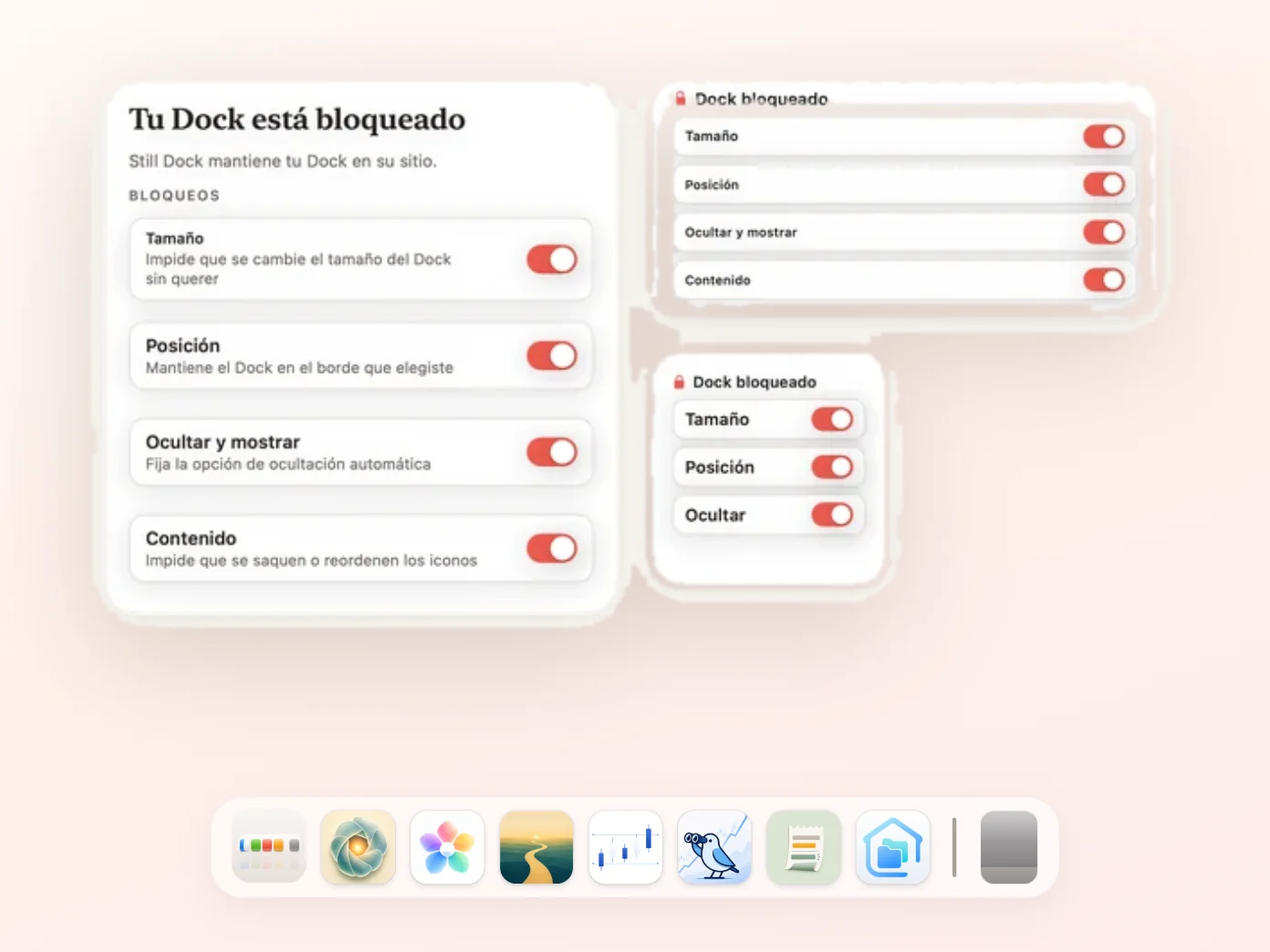El widget de Still Dock en un escritorio