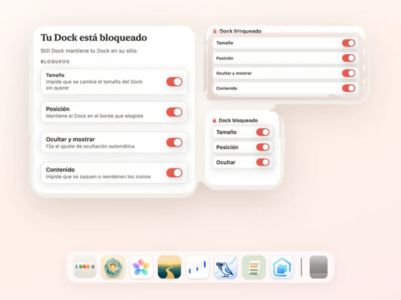 El widget de Still Dock en un escritorio