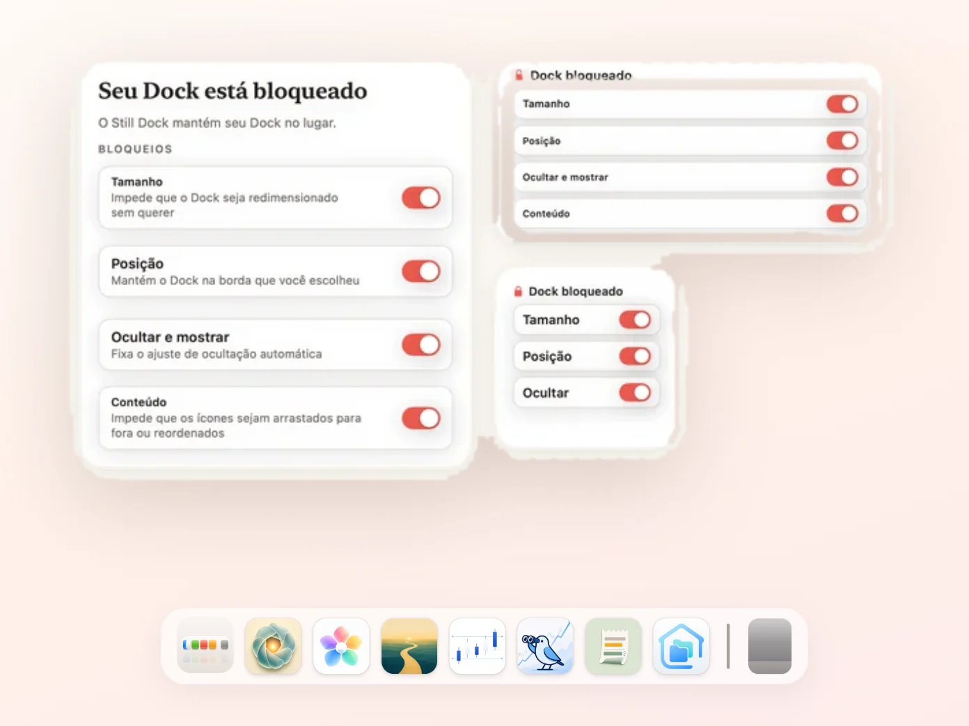 O widget do Still Dock em uma mesa