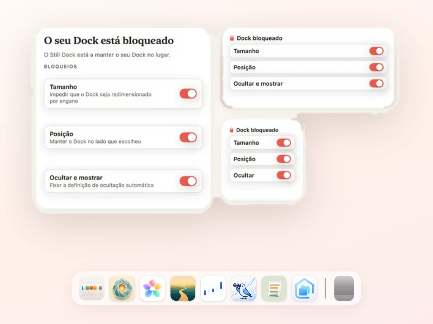 O widget do Still Dock numa secretária