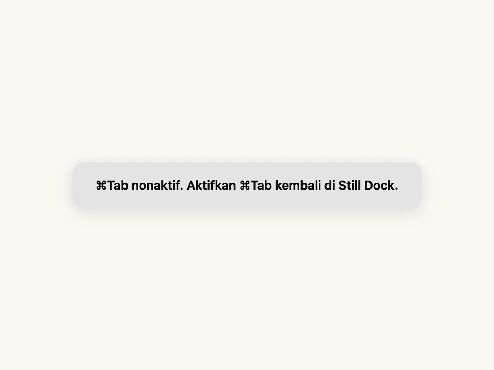 Still Dock melaporkan Command-Tab dimatikan