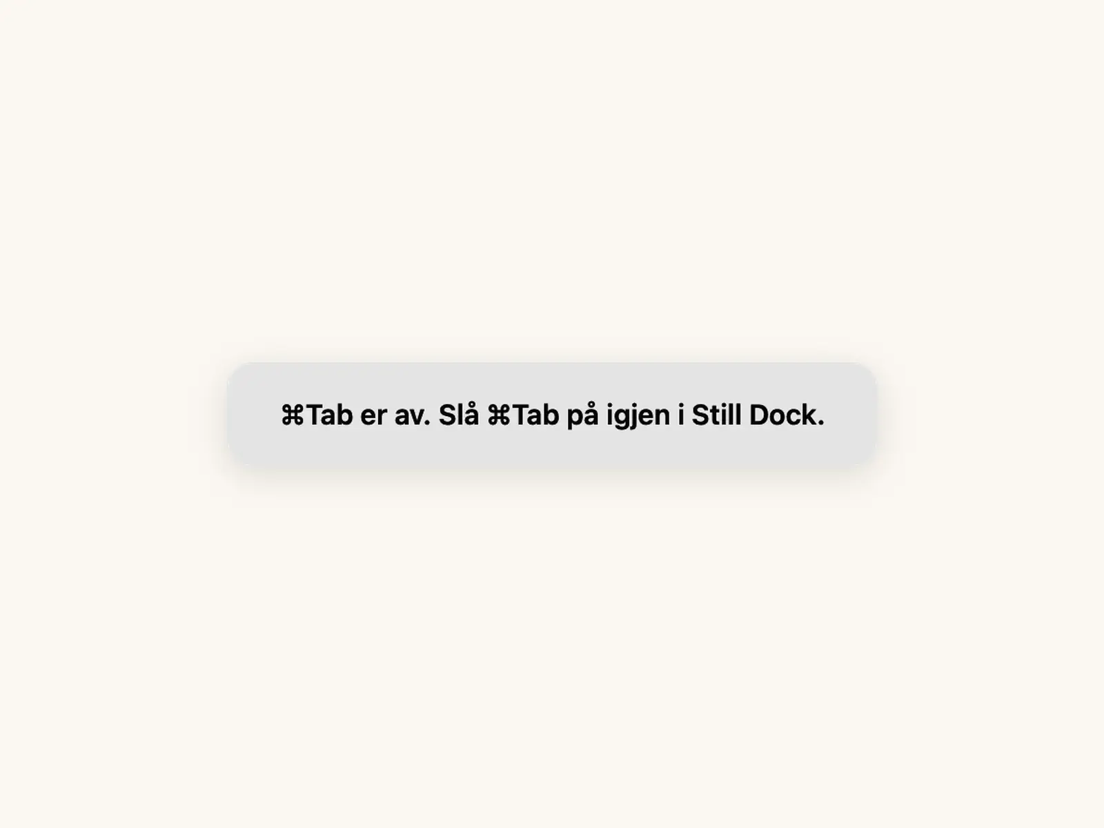 Still Dock melder at Kommando-Tab er slått av