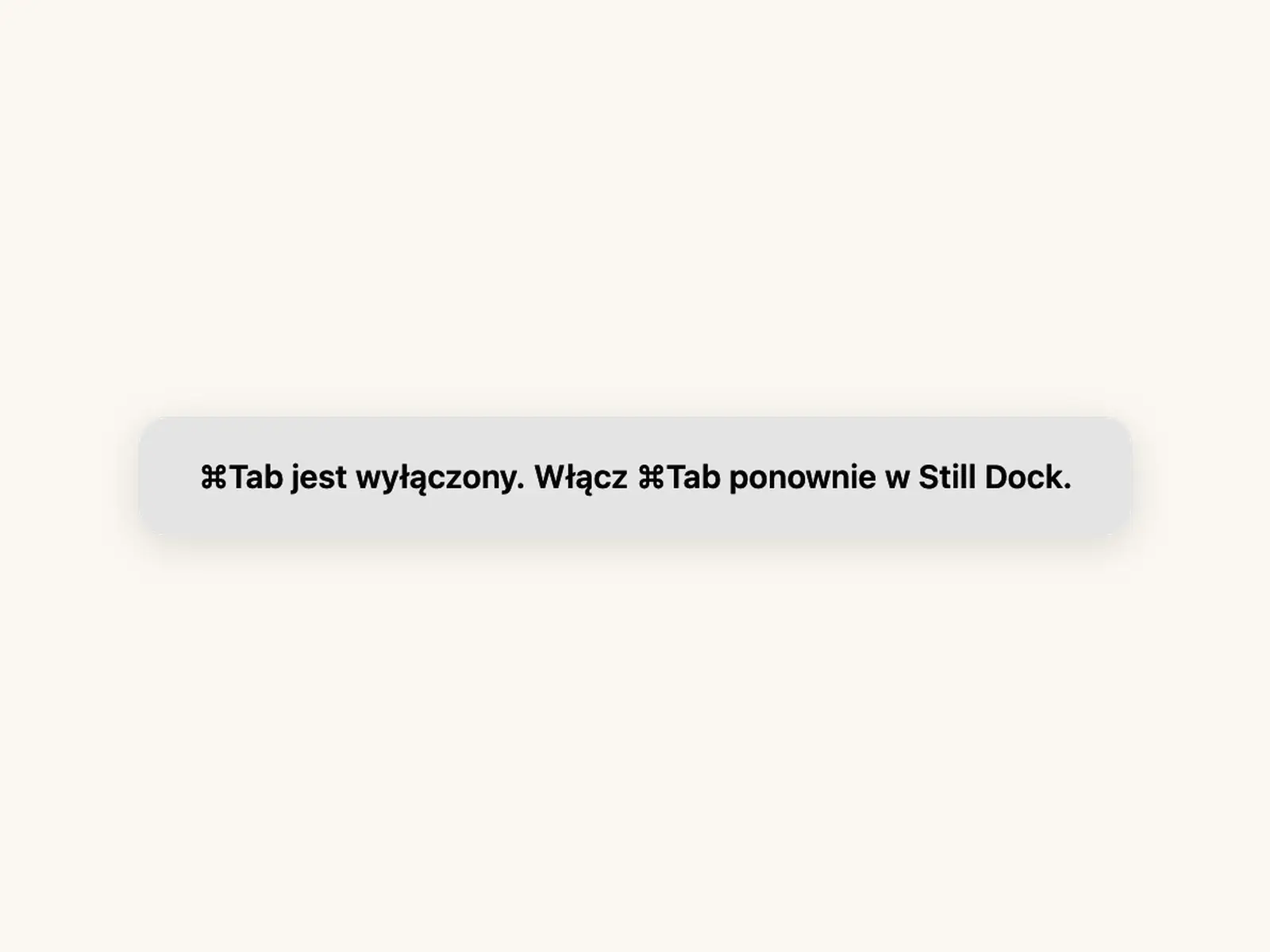 Still Dock zgłaszający, że Command-Tab jest wyłączony