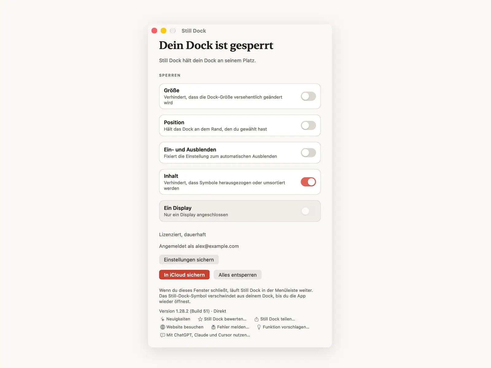 Den Inhalt sperren