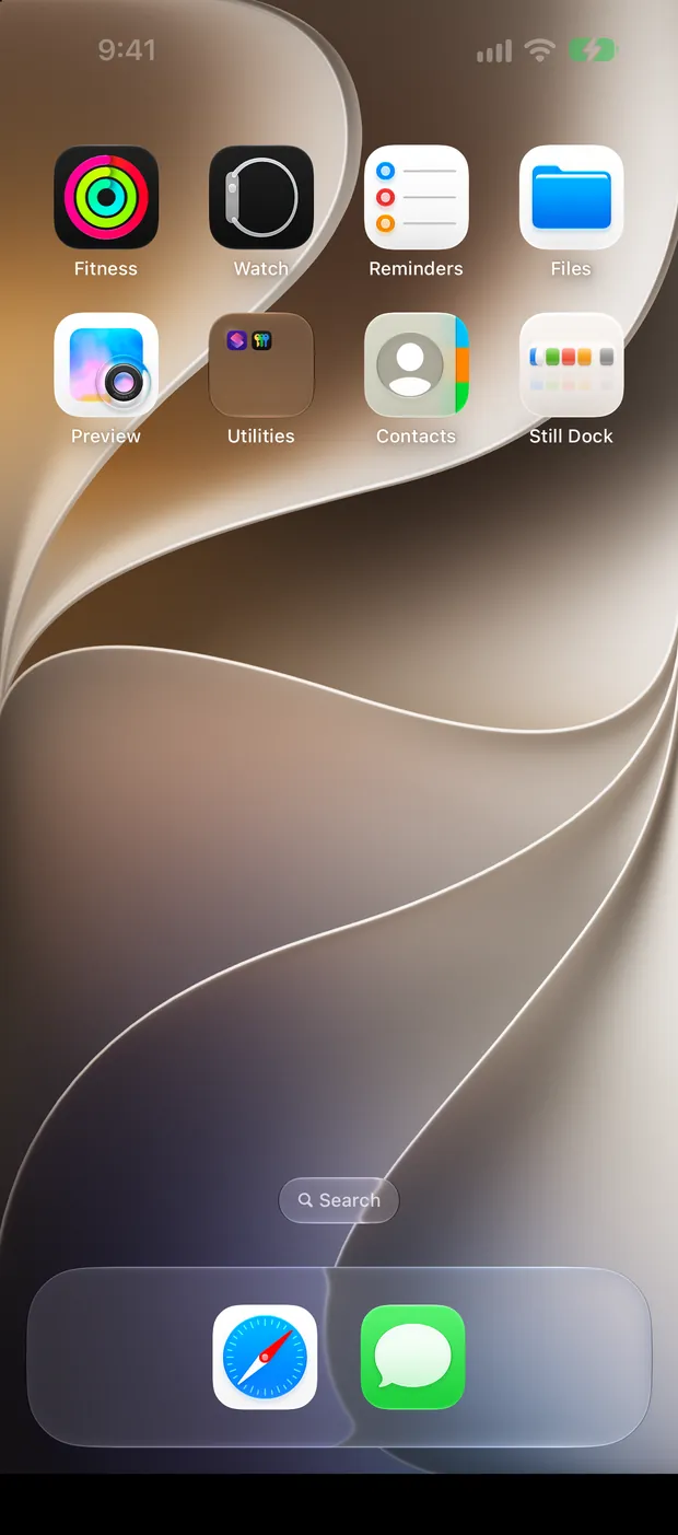 Still Dock på en iPhone, som visar en Macs lås med reglage