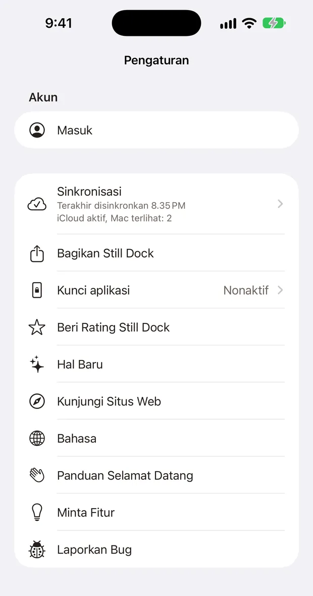 Pengaturan Still Dock di iPhone, dengan semua tindakan Bantuan dalam satu daftar