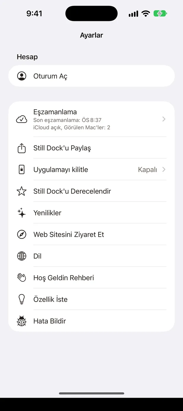 iPhone’da Still Dock Ayarları, tüm Yardım işlemleri tek listede