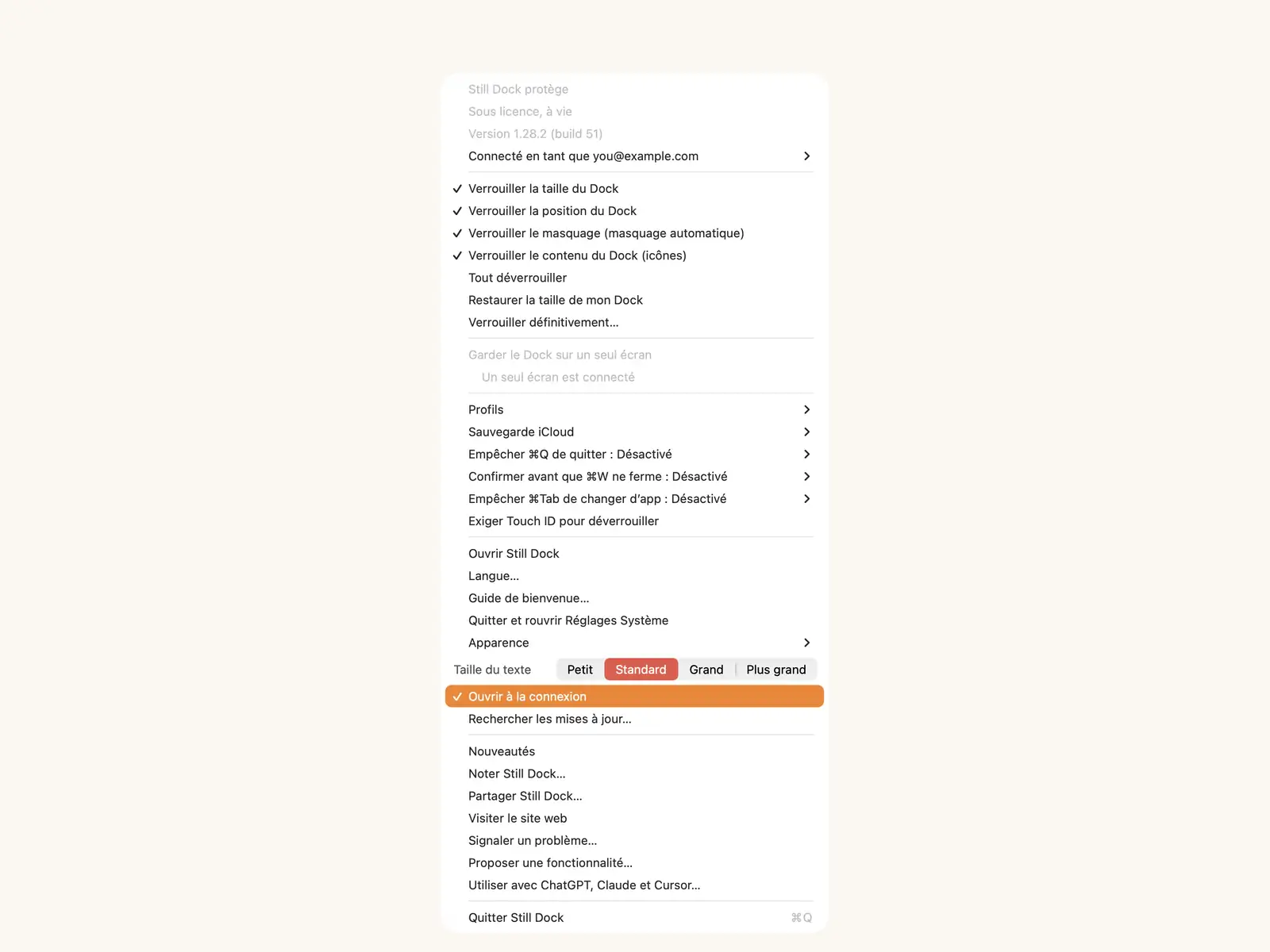La barre des menus