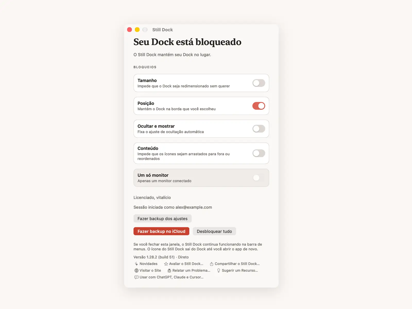 Bloquear a posição