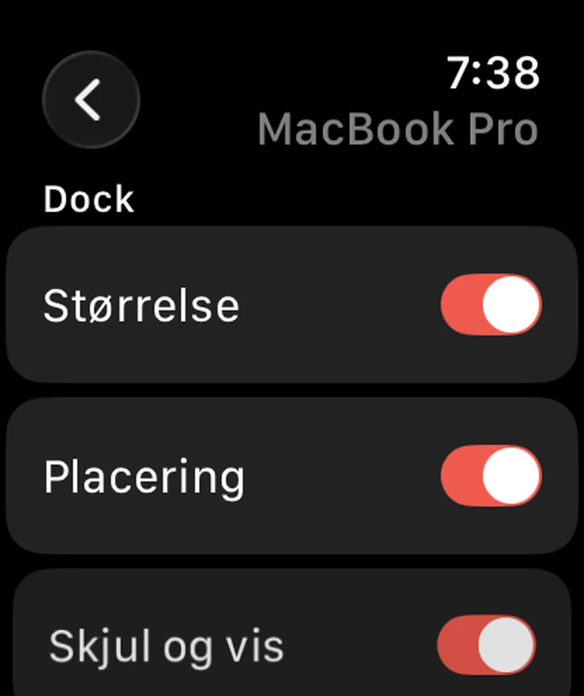 Still Dock på et Apple Watch med de samme kontakter