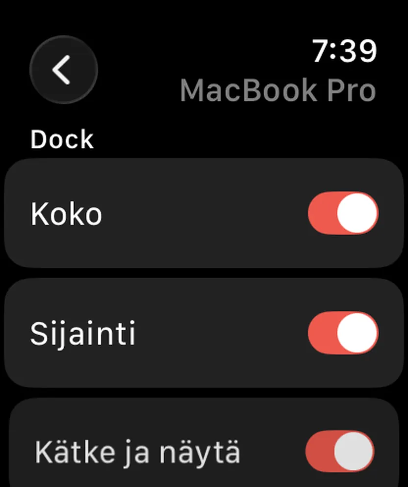 Still Dock Apple Watchissa samoilla kytkimillä