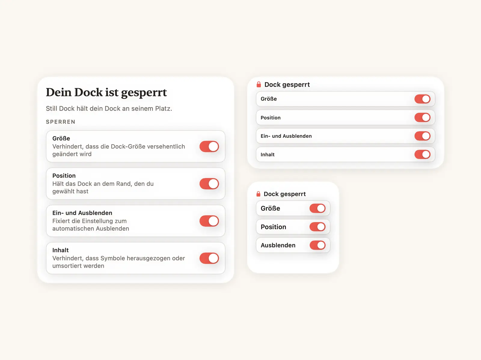 Das Still Dock-Widget auf einem Schreibtisch