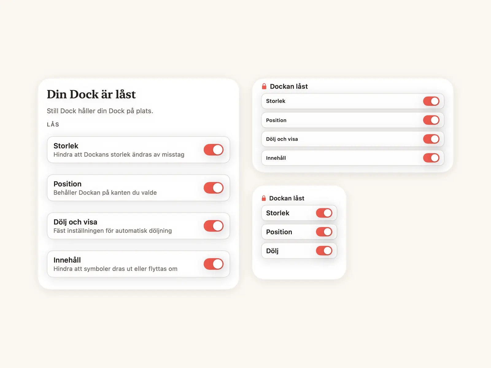 Still Dock-widgeten på ett skrivbord